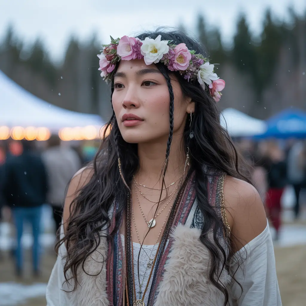 Boho-Inspired Tucked Hair