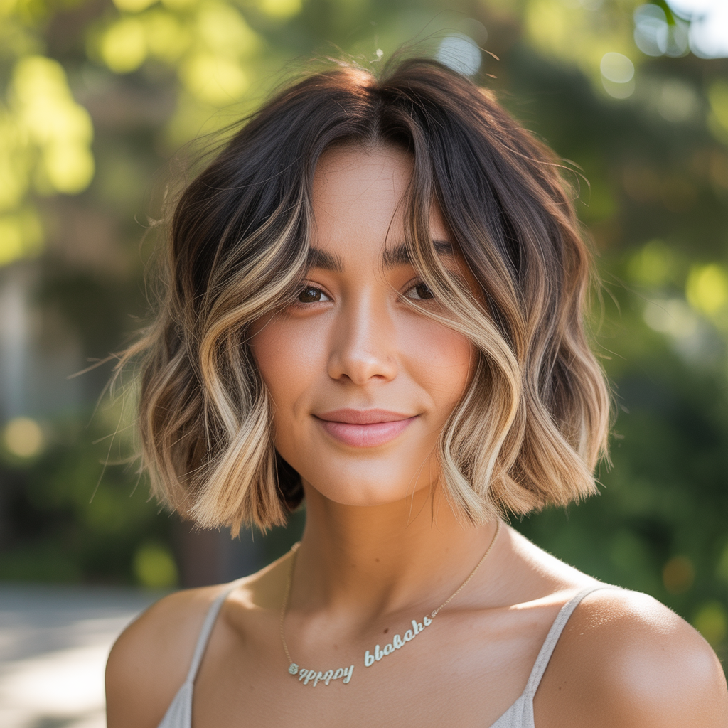 Choppy Bob with Highlights