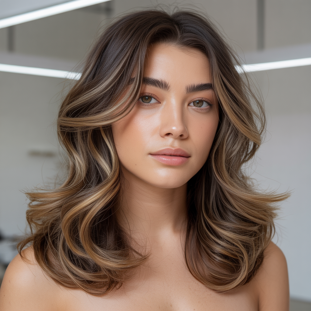 Chunky Caramel Streaks for Brunettes