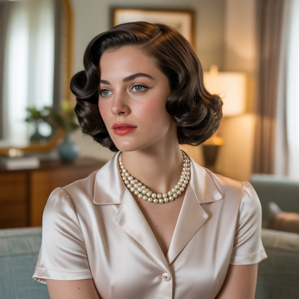 Curled Under Bob with Retro Touch