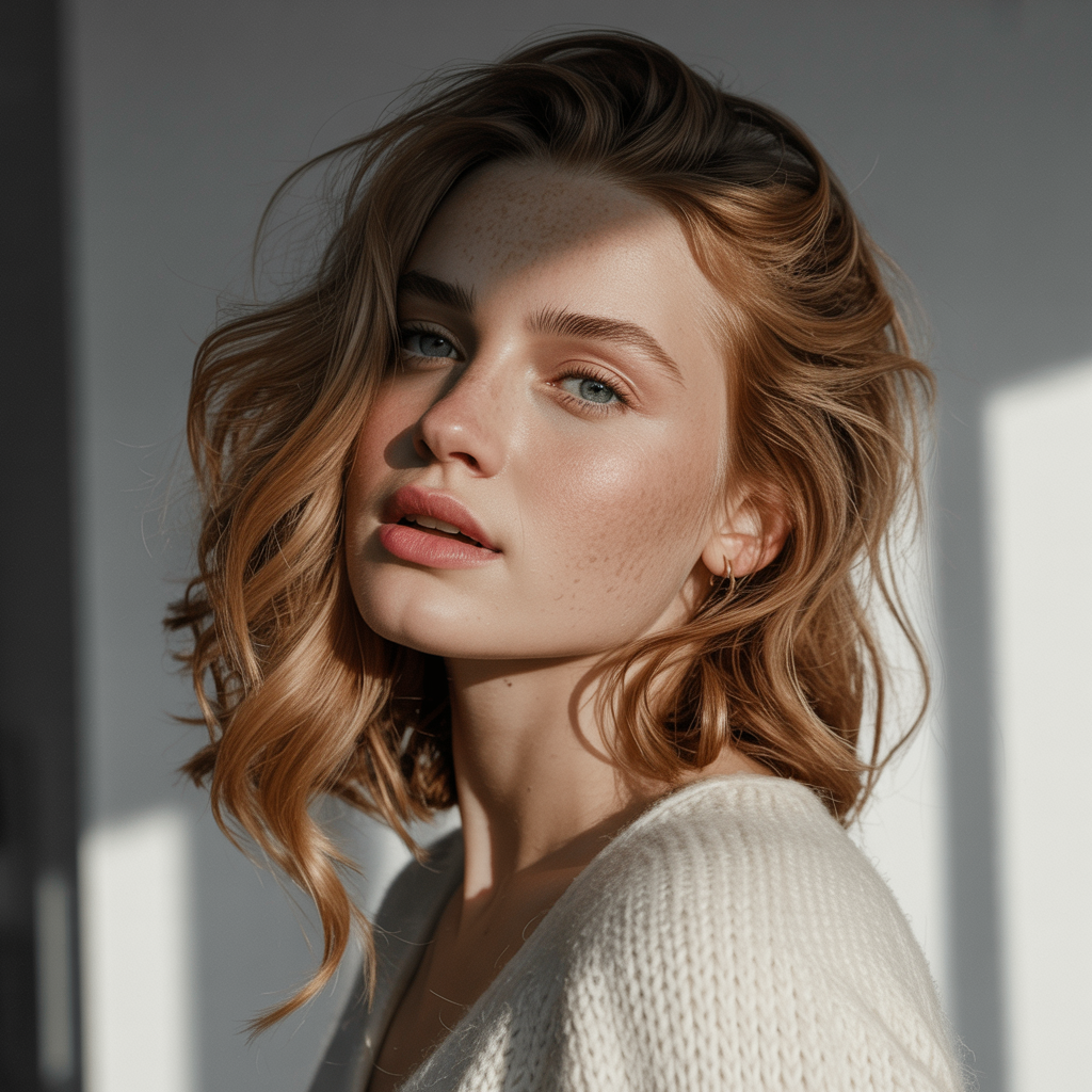 Ginger Brown Long Layers with Waves