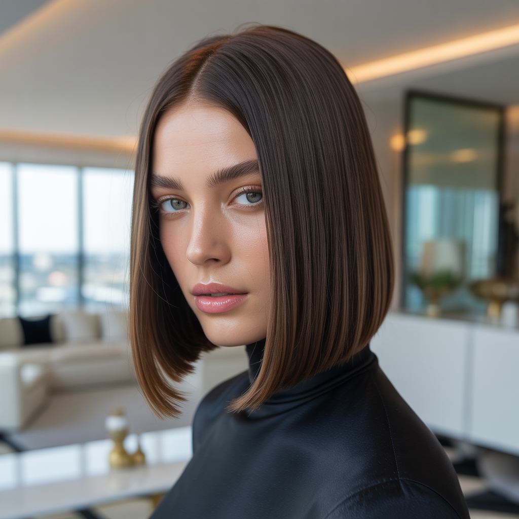 Glossy Straight Bob for High Impact