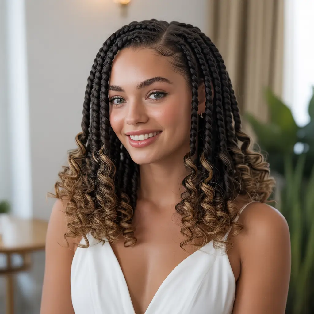 Goddess Cornrows with Curly Ends