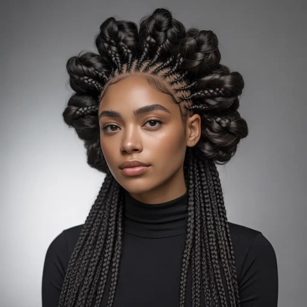 Goddess Cornrows with Feed-In Braids