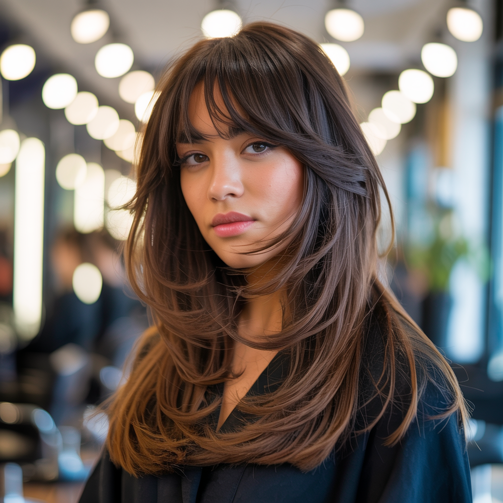 Long Wolf Cuts with Curtain Bangs