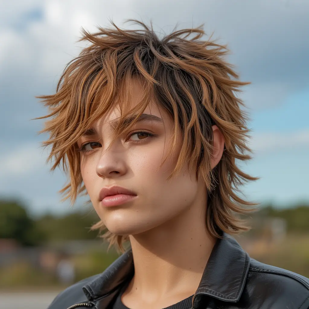 Messy Layered Emo Shag with Teased Volume