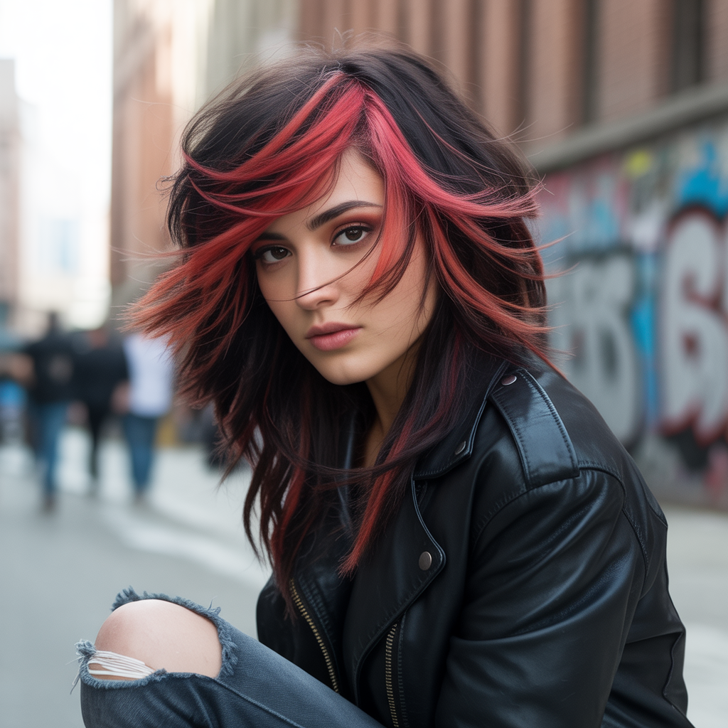 Red Streaks for Dark Hair