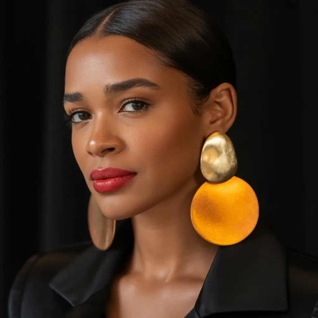 Tucked Hair with Statement Earrings