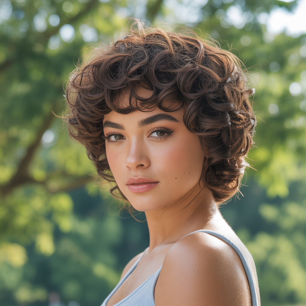 Curly soft mullet