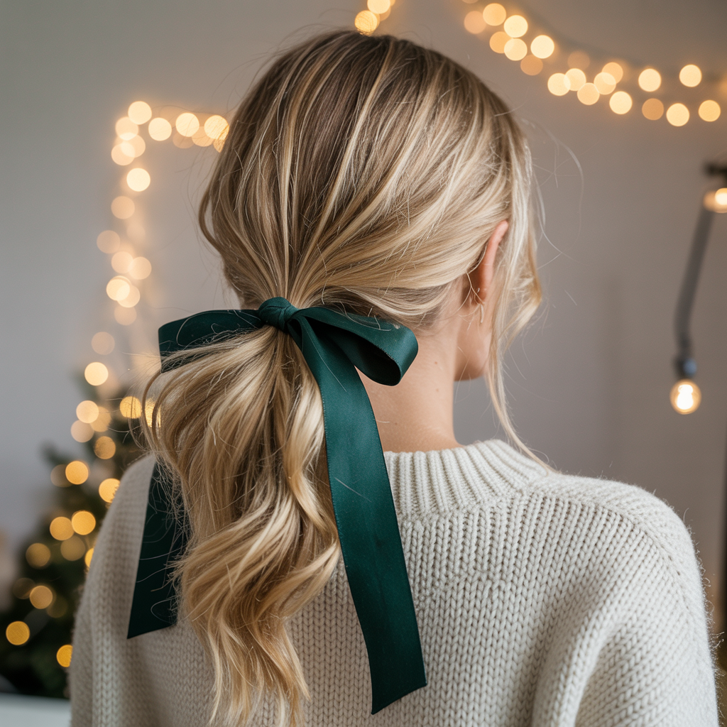 18 Christmas Hairstyles to Shine This Festive Season 7 a casual yet chic messy low ponytail
