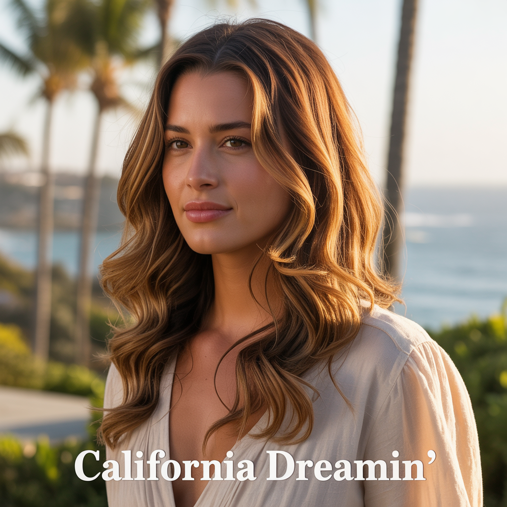 California Brunette with Honey Highlights