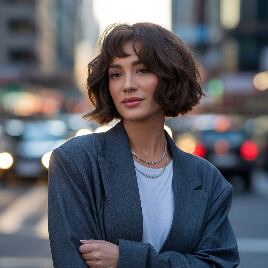 Short choppy layers (textured bob)