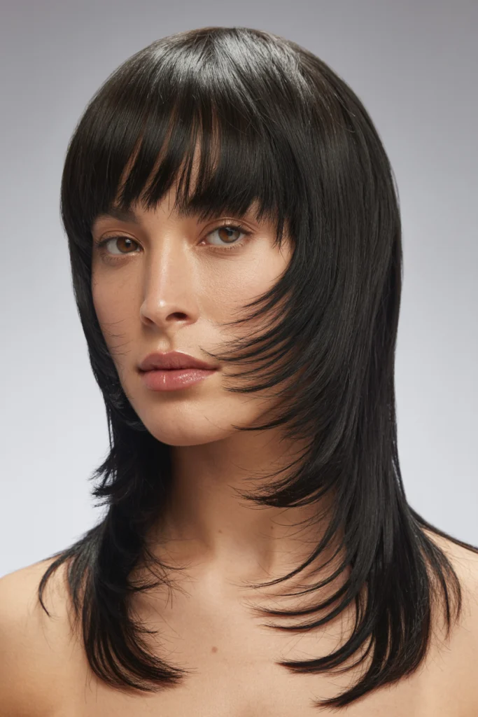 10 Shaggy Wolf Cut with Bangs Ideas for a Trendy 2025 Look 9 a clean studio portrait of a woman with 38OnrK2rRw23uWmMaTpIOg lKBE3gWsTsin0RH2xo4vdg