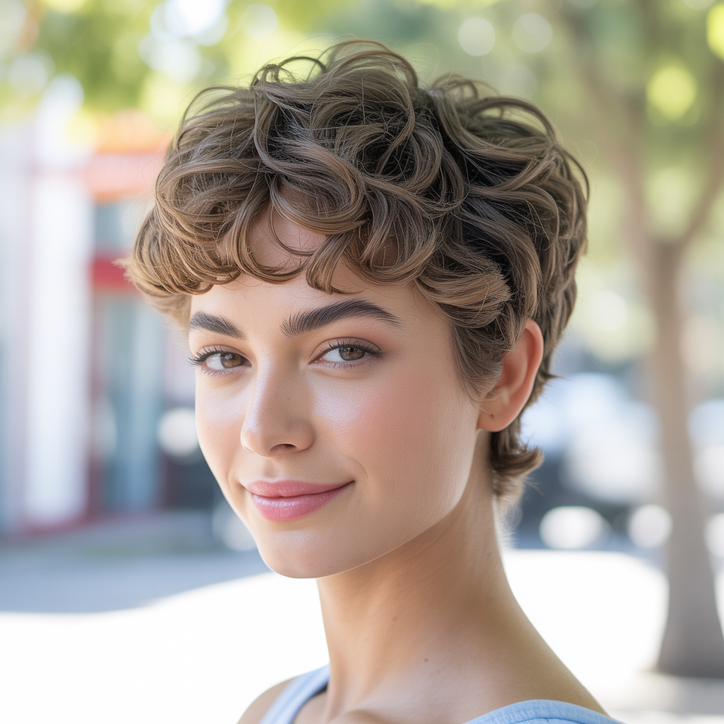 Curly pixie cut for fine hair