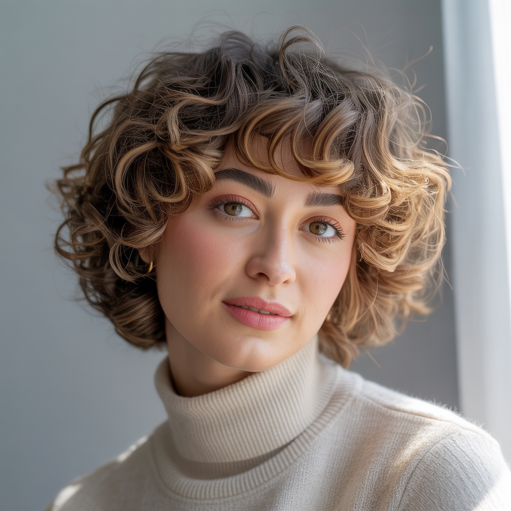 Curly short shag with soft bangs
