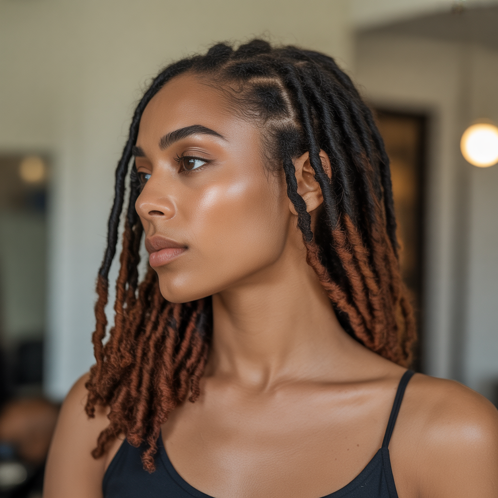 Low side pony with draped locs