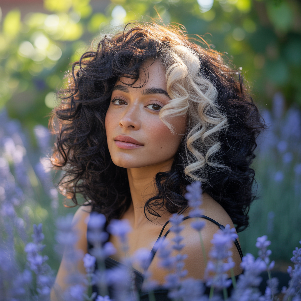 Soft balayage skunk for textured hair