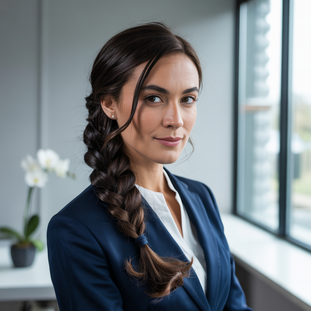 Stunning Dutch Braid Hairstyles to Try Now 3 a professional portrait photograph of an OvVdzBOqT FpkwLSoippA ErS7ocDiRwyvw3mZd14STQ