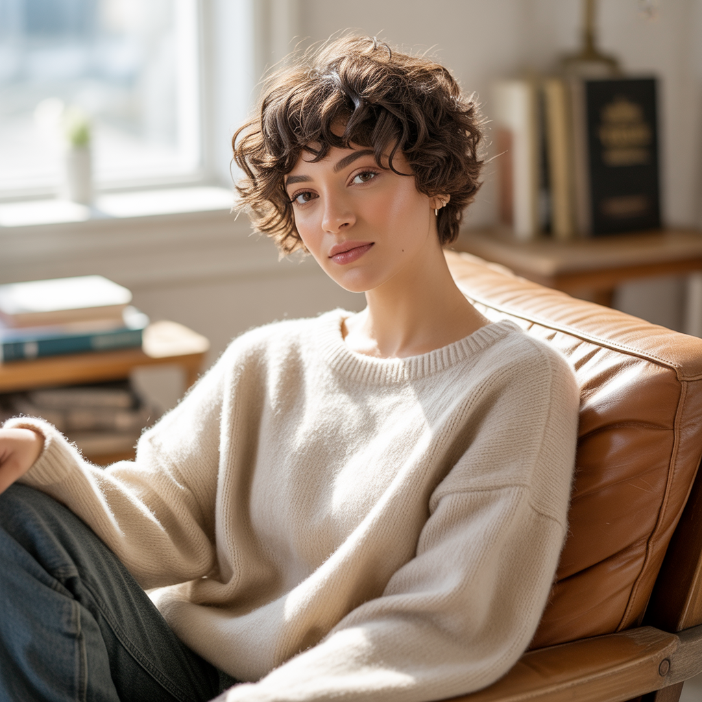 Everyday low-maintenance curly pixie cut