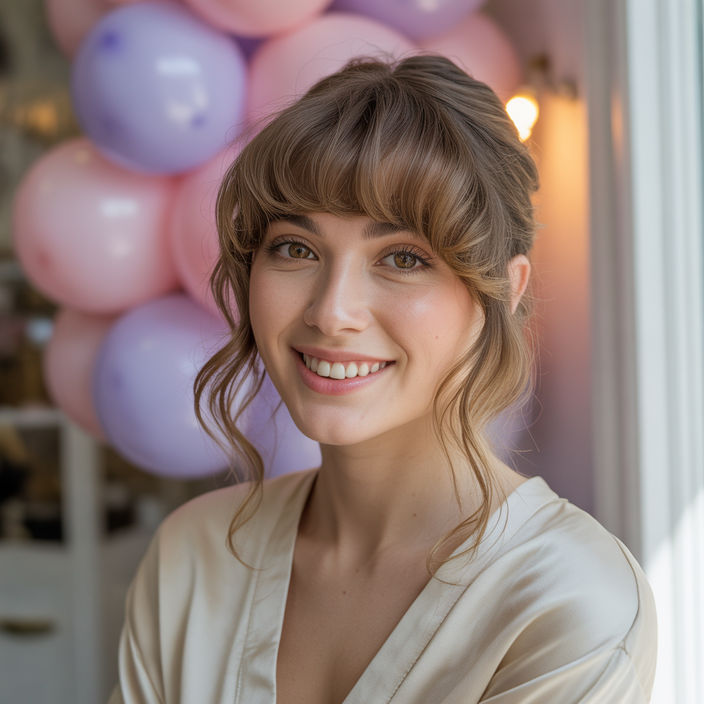 Birthday Hairstyles for Women: Chic Looks for Your Big Day 11 Face-framing curtain bangs with soft waves