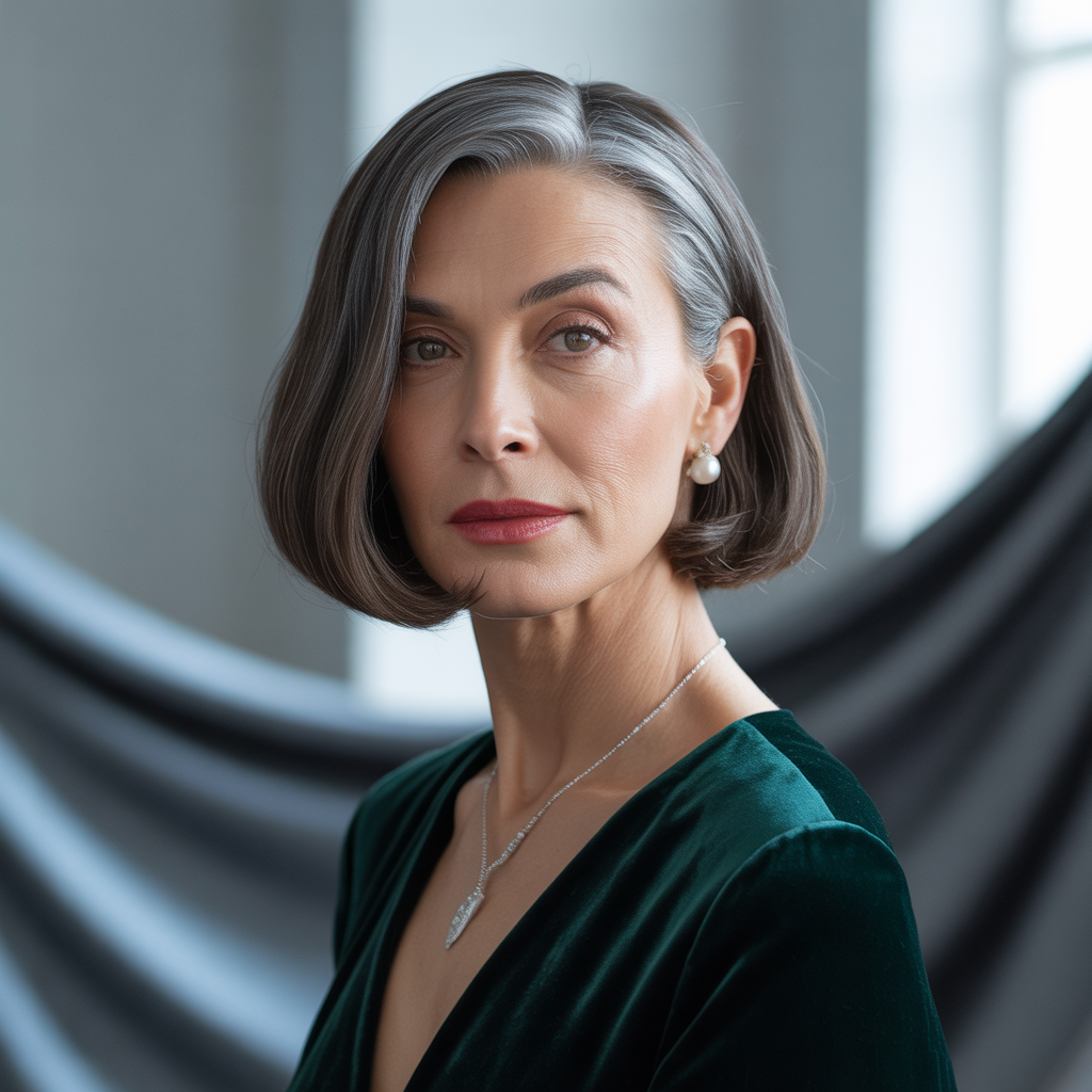 Sleek, chin-length bob