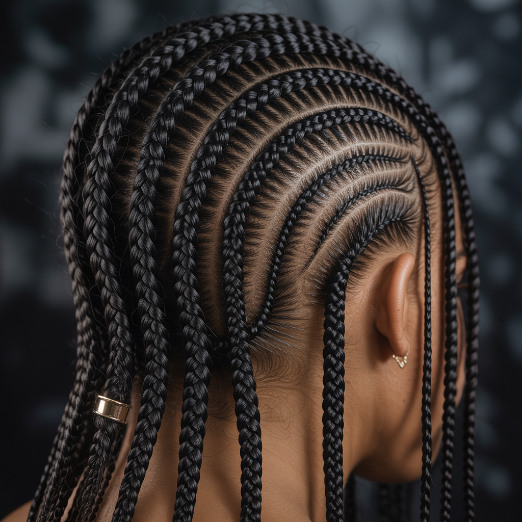 15 Swirl Cornrows Inspiration for a Fresh New Look 7 Swirl Cornrows with Feed-In Braids