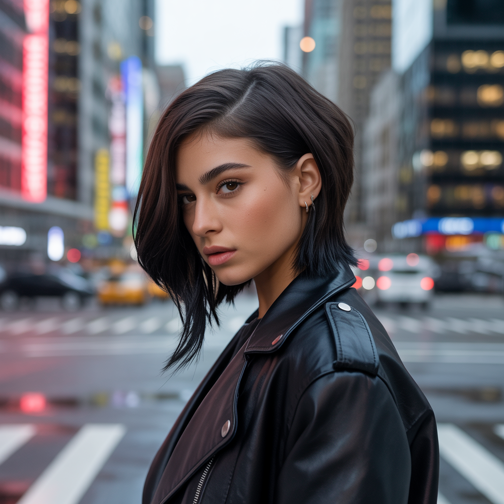 Asymmetrical layered cut