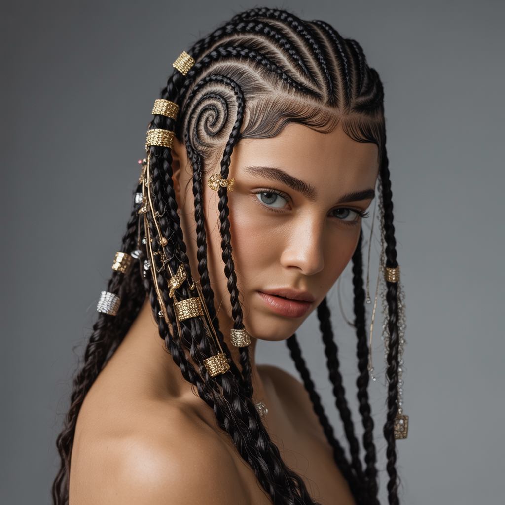 15 Swirl Cornrows Inspiration for a Fresh New Look 16 Swirl Cornrows with Accessories