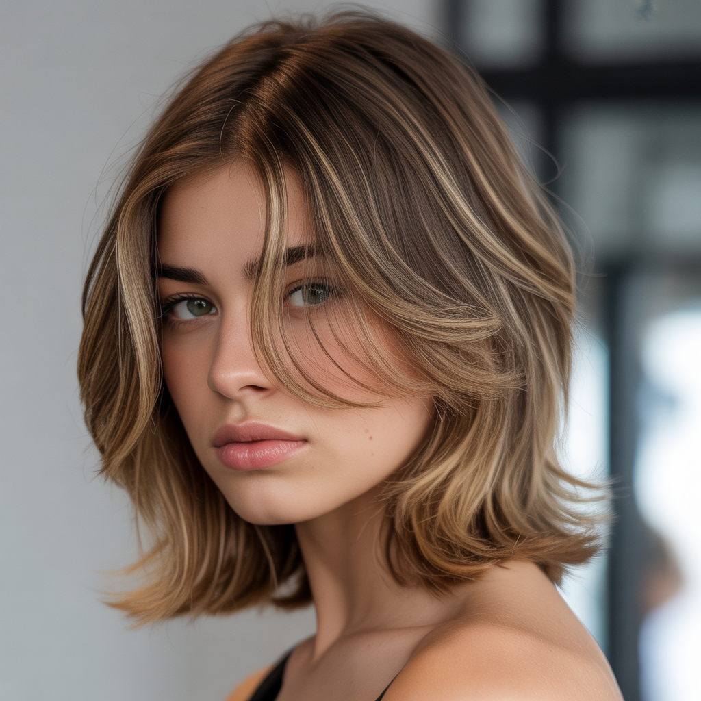 Soft mullet with highlights