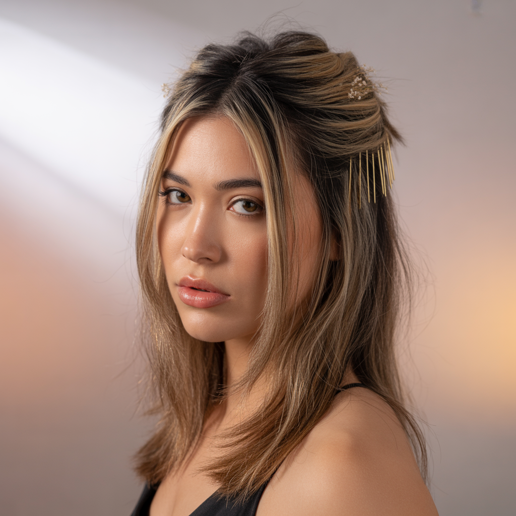 Updo-ready long shag