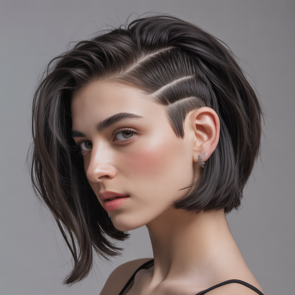 Asymmetrical Undercut Bob