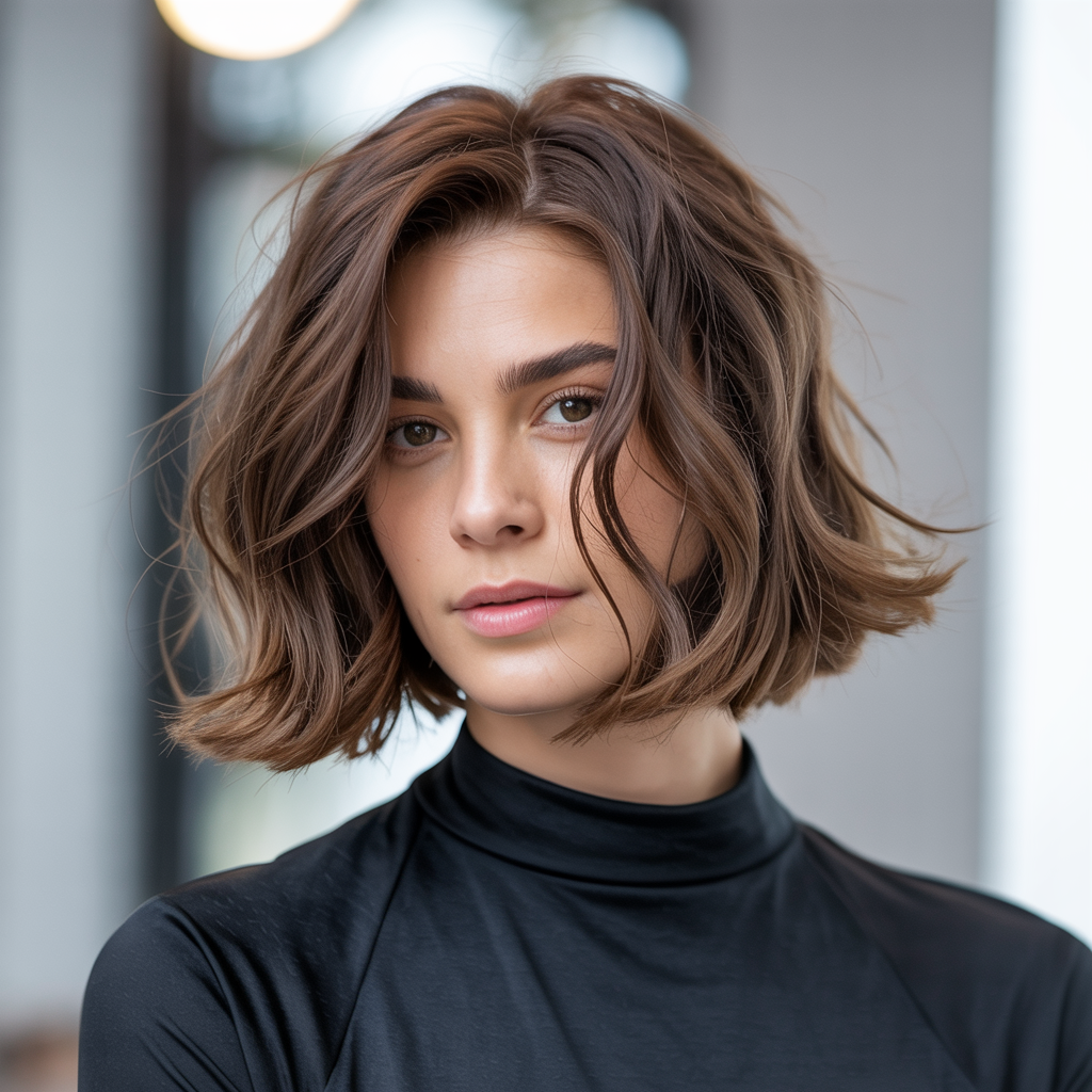 Curtain bangs with medium length