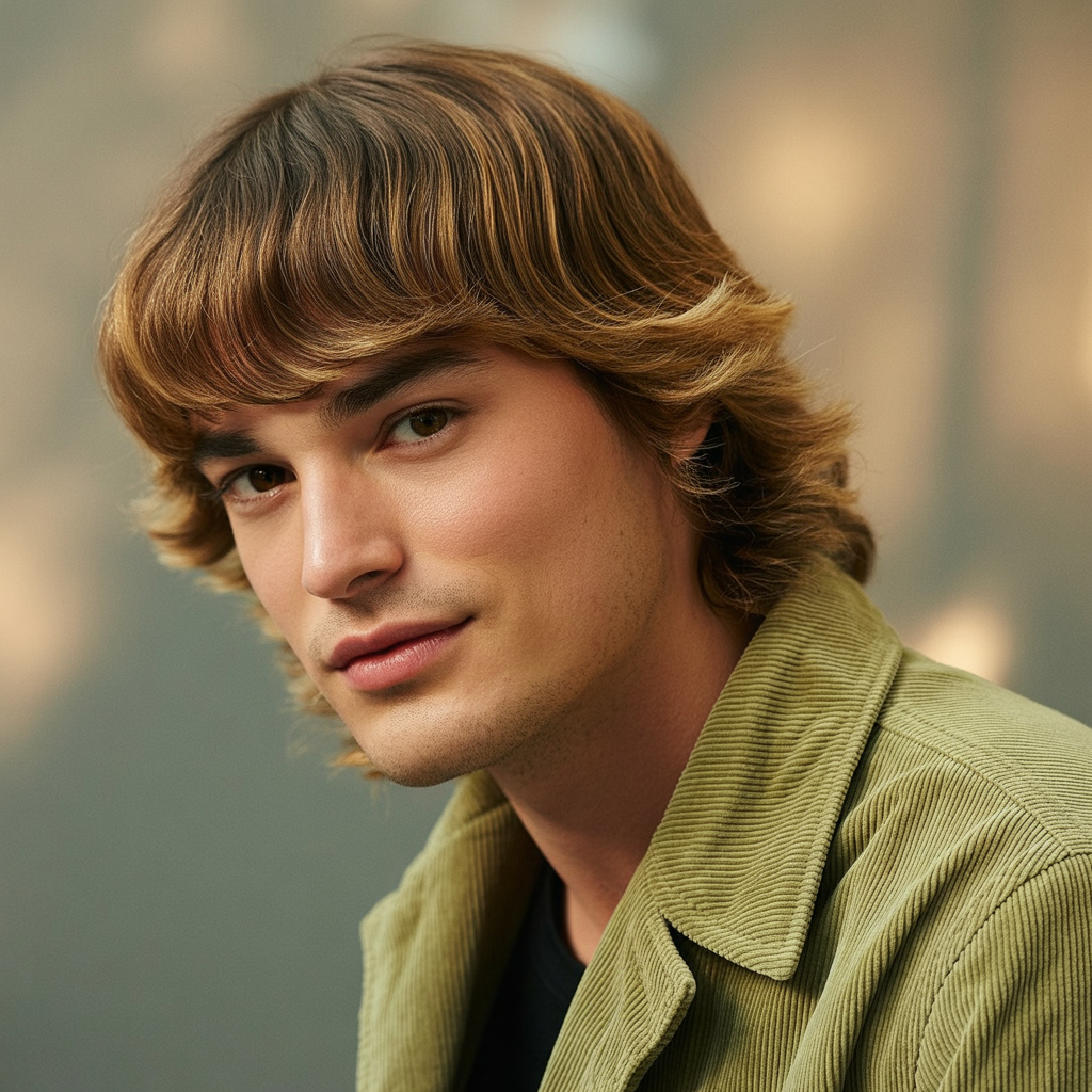 Curtain Bangs with a Soft Mullet