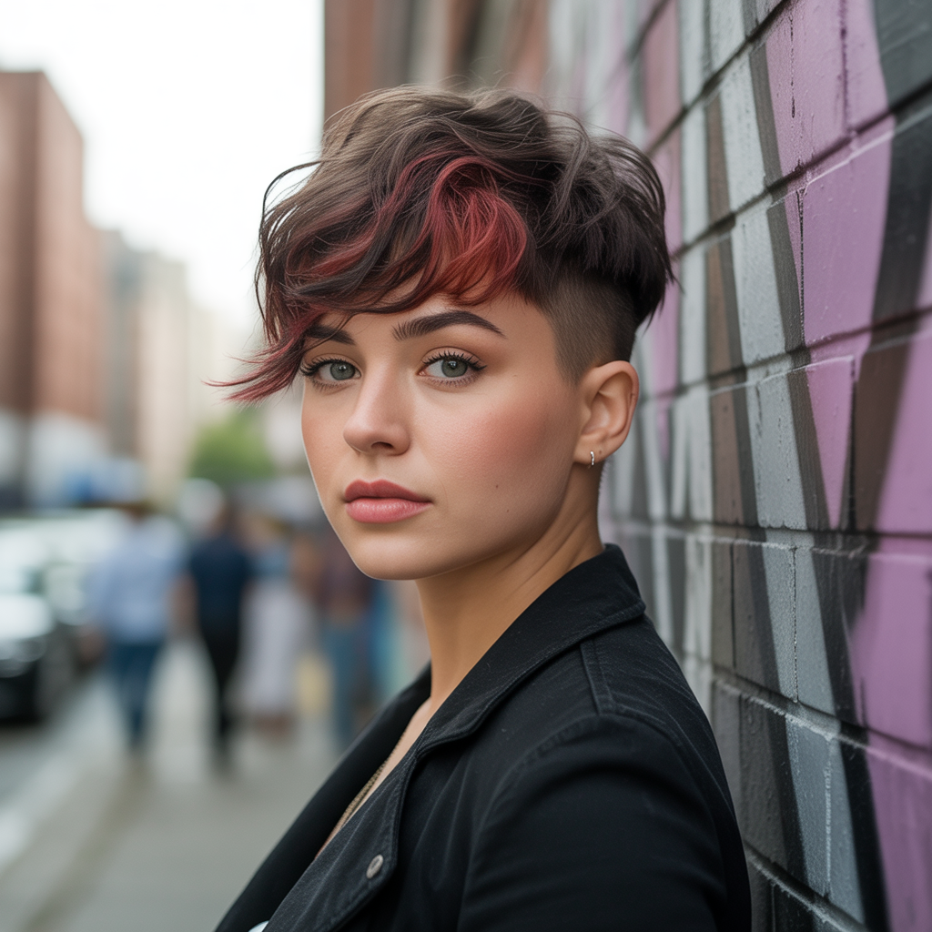 Tousled short crop with color peek