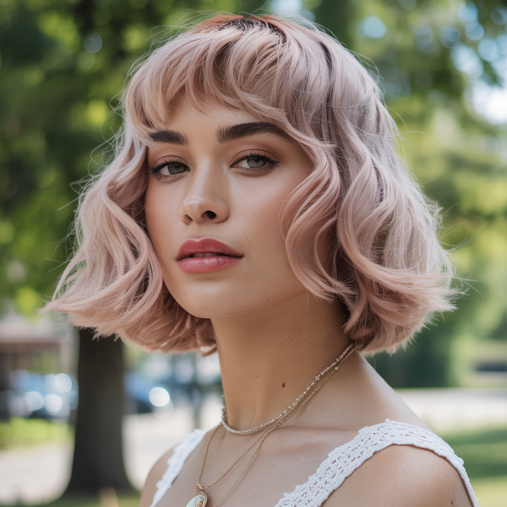 a stylish woman with a classic wolf cut