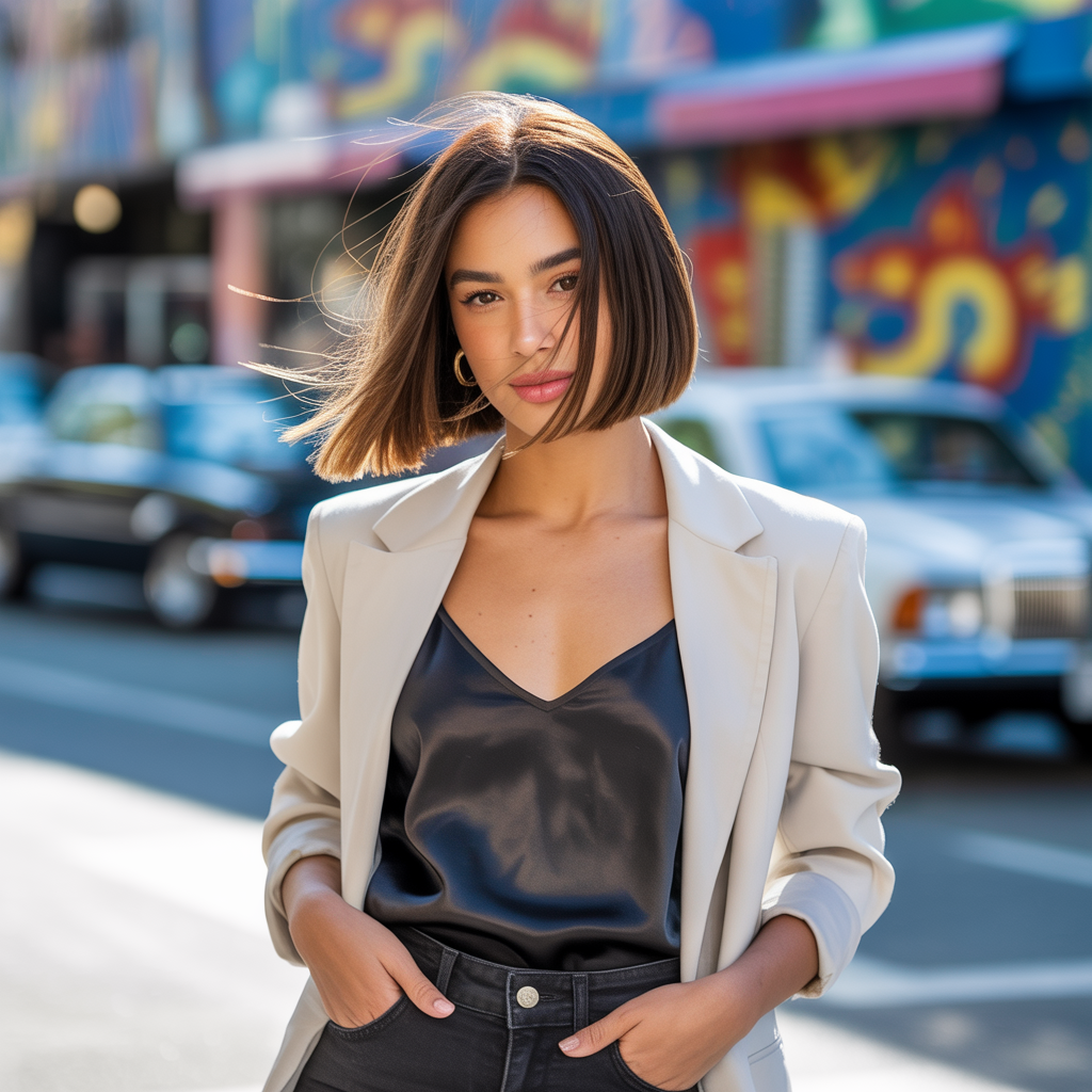Brunette Bob with California Highlights