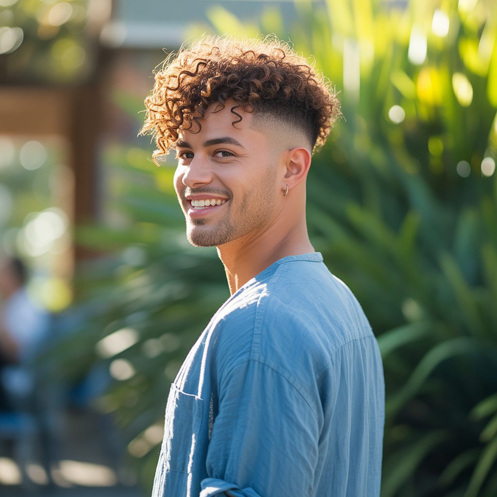 Curly Top Faded Undercut