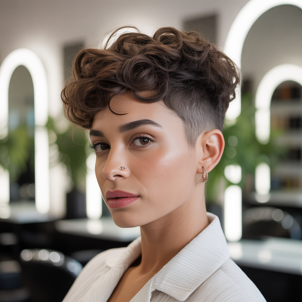 Classic tapered curly pixie cut