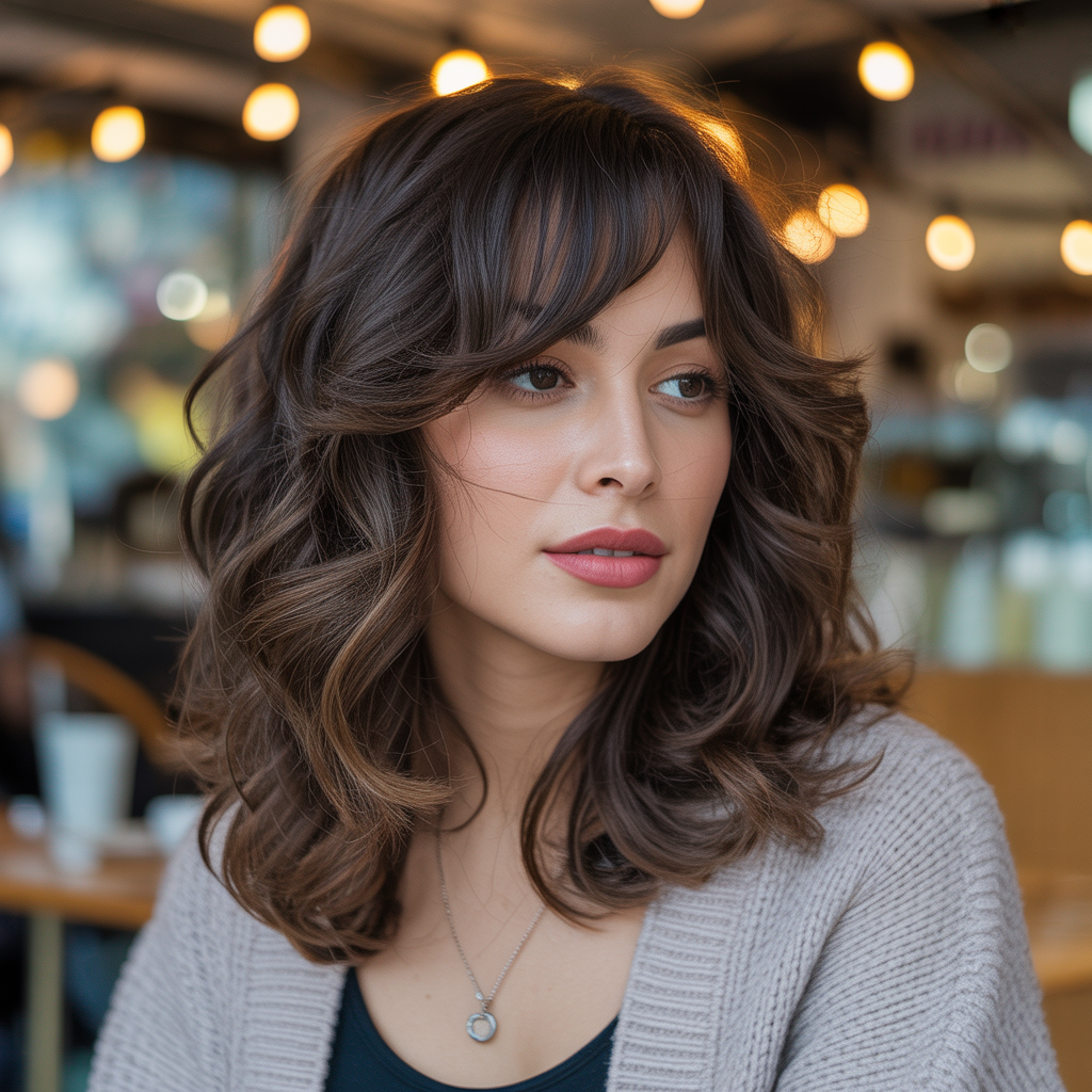 16 Wavy Wolf Cut with Bangs Ideas You’ll Love in 2025 14 a woman with wavy layered wolf cut long 0CDe8JFNRf