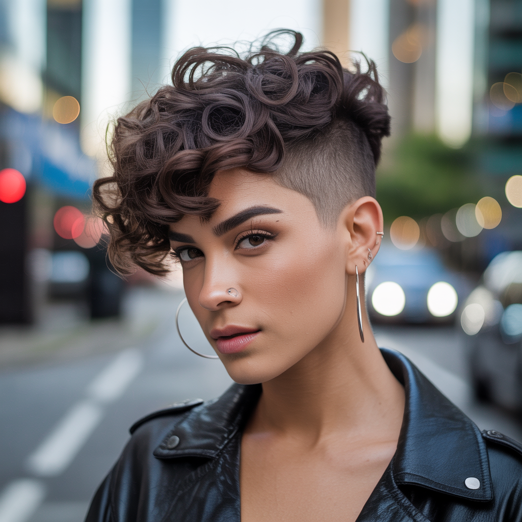 Undercut curly pixie cut