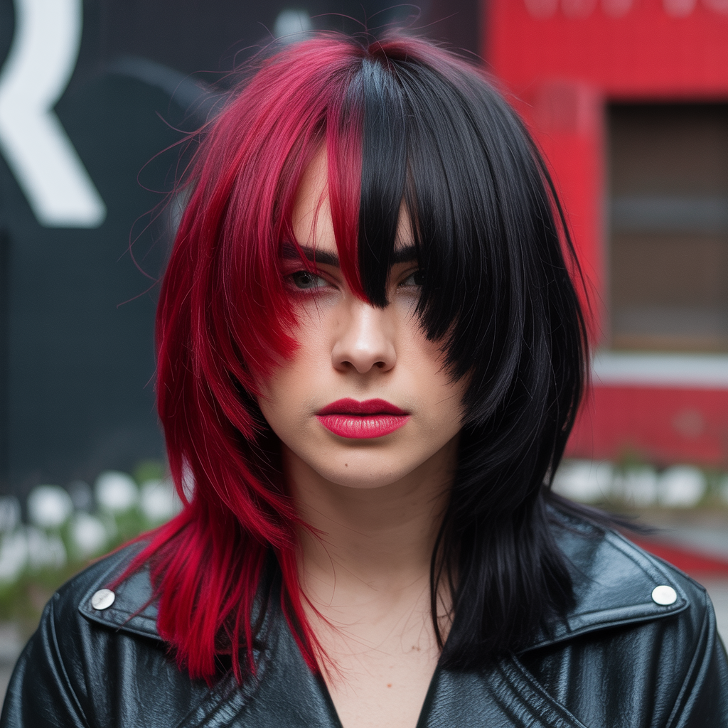edgy hairstyle with one half vibrant