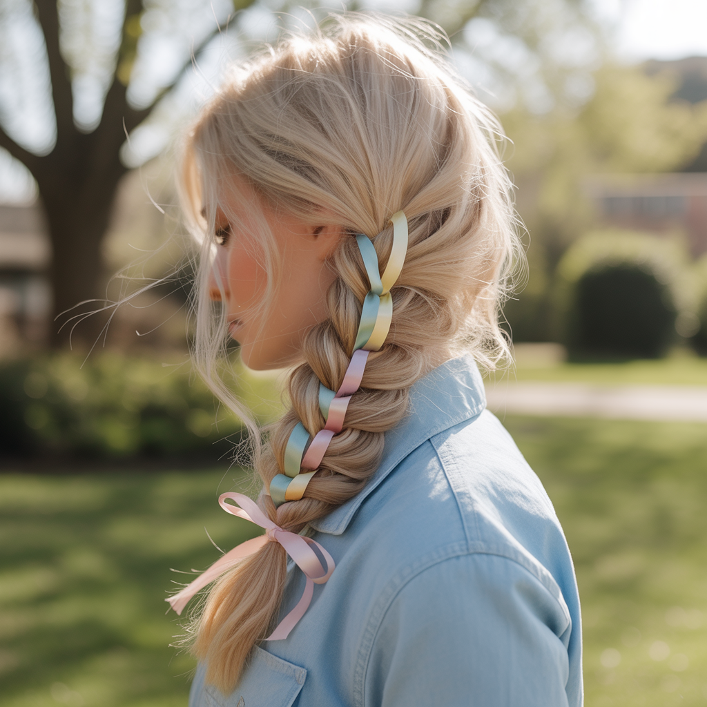 Waterfall Braid with Pastel Highlights
