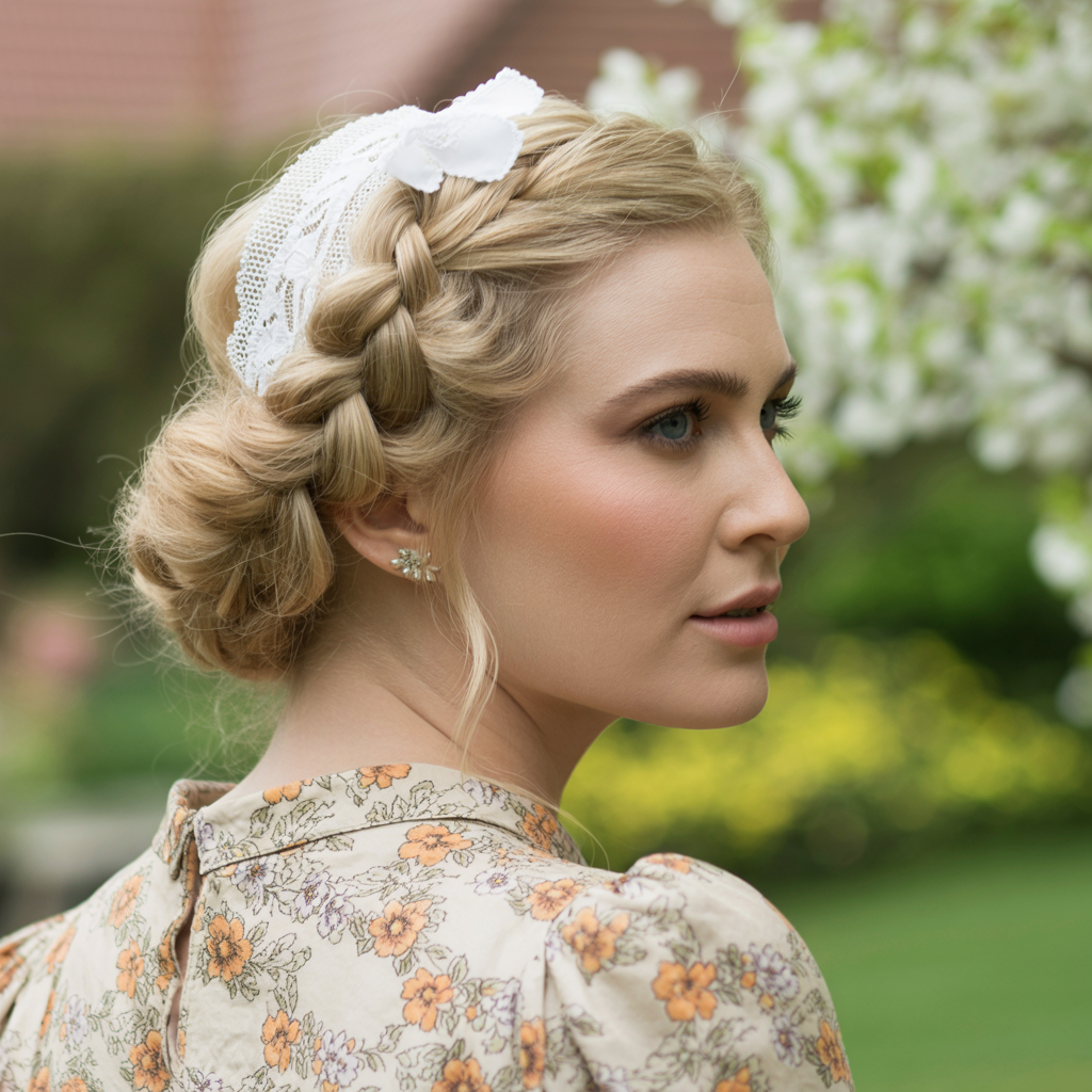 Braided Chignon with Lace Wrap