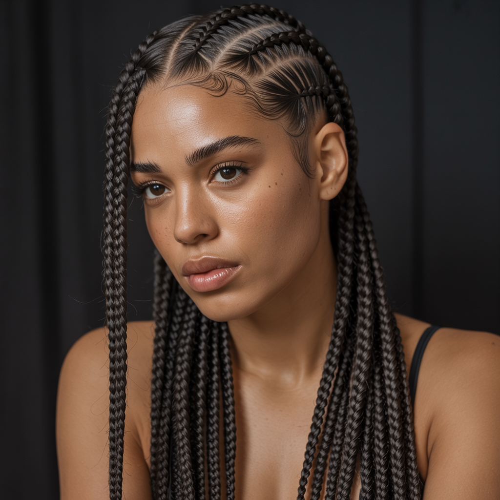 Goddess Cornrows with Jumbo Braids