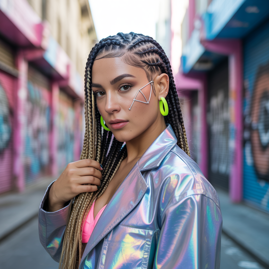 Goddess Cornrows with Triangle Parts