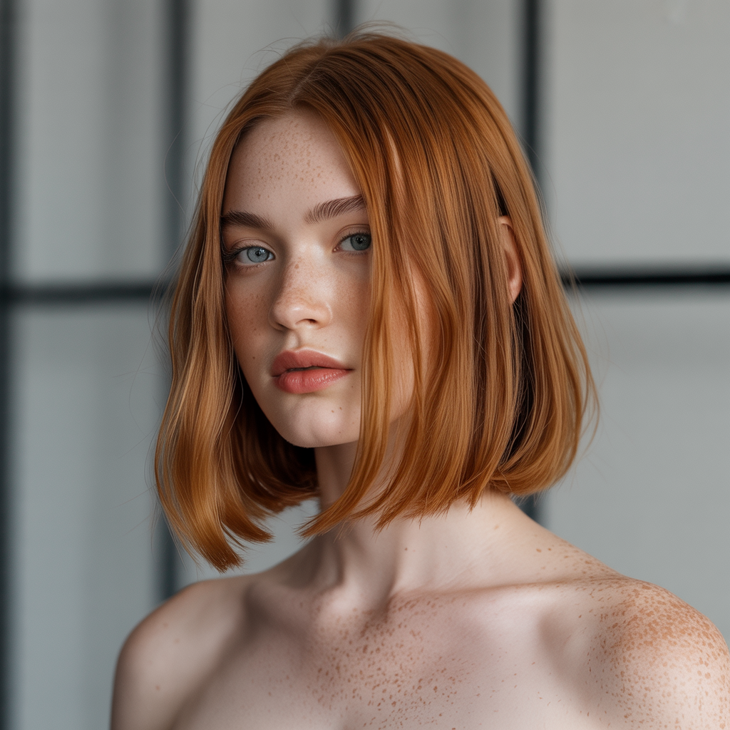 Ginger Brown Lob Style