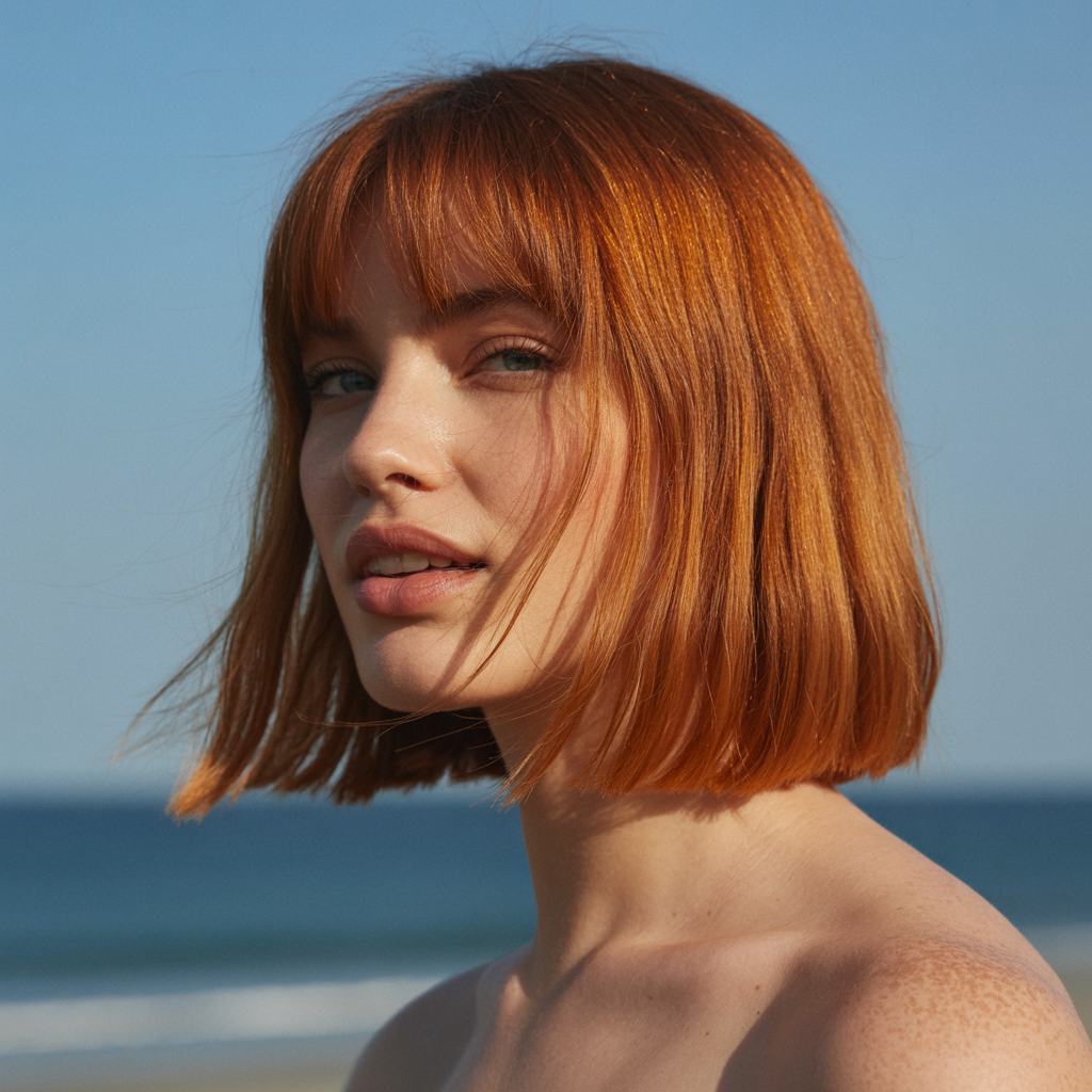 Ginger Brown with Curtain Bangs