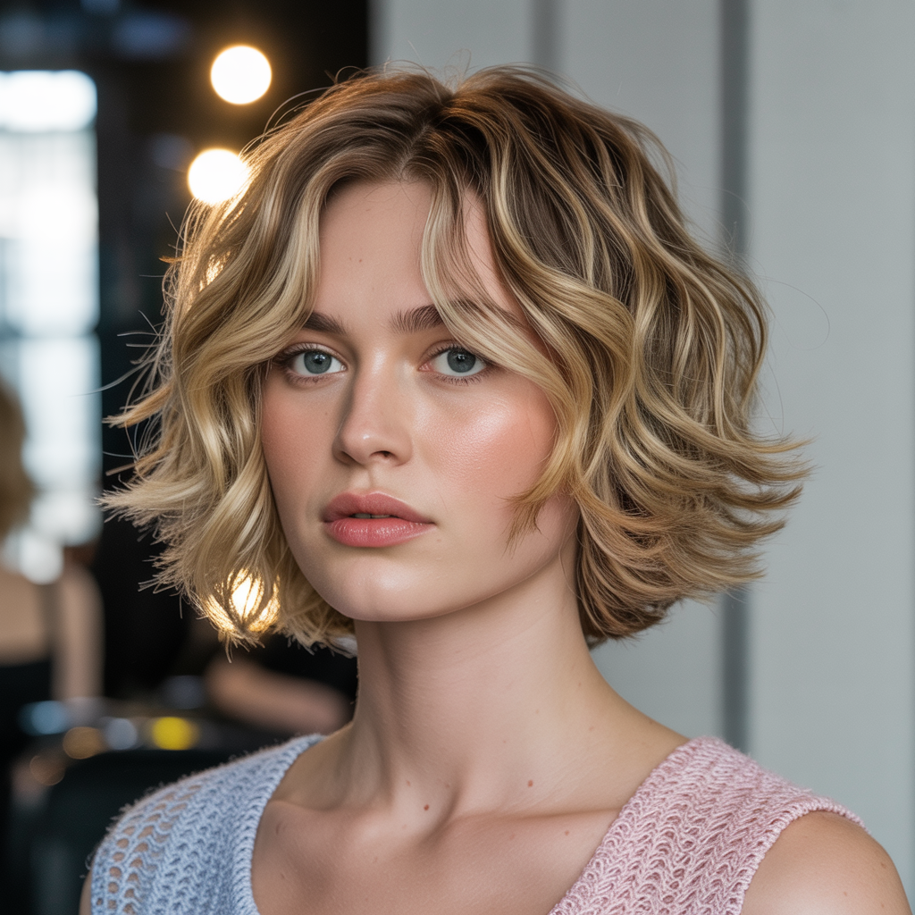 Fluffy Bob with Highlights