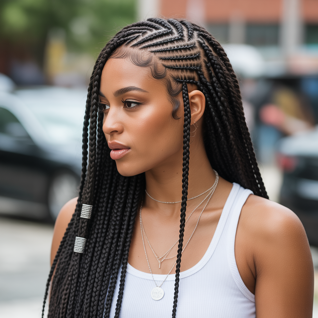 12 Trending Fulani Braids for a Chic, Bold Look 7 Fulani Braids with Side Part