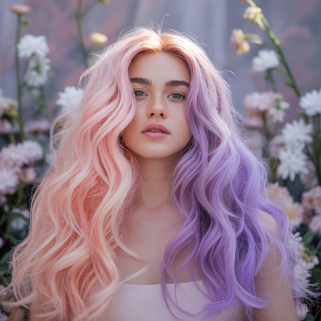 long wavy hair split evenly into pastel Db UzgUTThqtKdVveoaMFA pvrBQoArSjC jl2LbBlGww